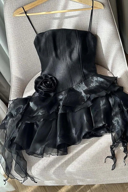 Aimishang Cute Ruffles Mini Birthday Dress Homecoming Dress Party Dress With Flower Graduation Dress