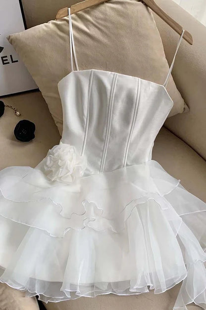 Aimishang Cute Ruffles Mini Birthday Dress Homecoming Dress Party Dress With Flower Graduation Dress