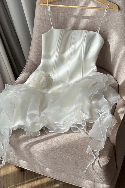 Aimishang Cute Ruffles Mini Birthday Dress Homecoming Dress Party Dress With Flower Graduation Dress