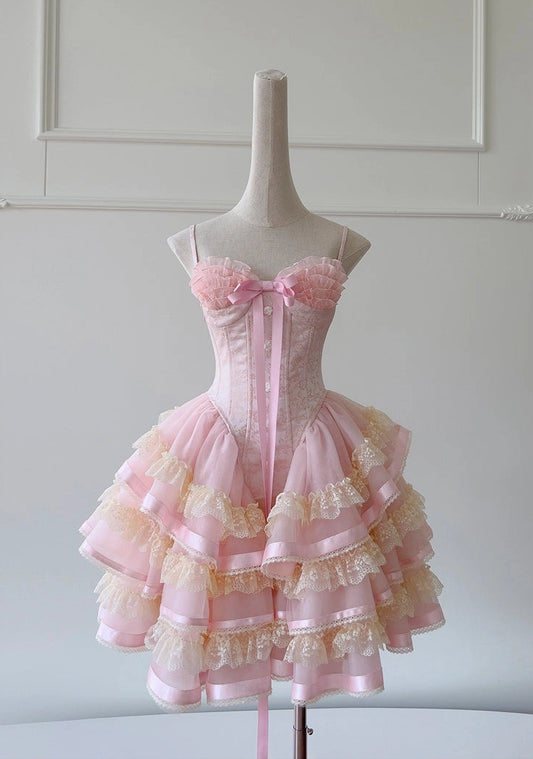 Aimishang Cute Spaghetti Straps A Line Sweetheart Neck Layered Short Homecoming Dresses Summer Birthday Party Dress No With Neck accessories