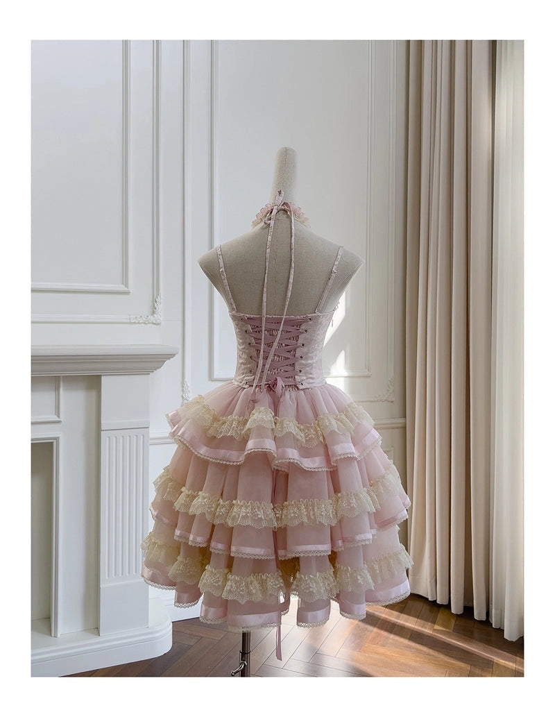 Aimishang Cute Spaghetti Straps A Line Sweetheart Neck Layered Short Homecoming Dresses Summer Birthday Party Dress No With Neck accessories