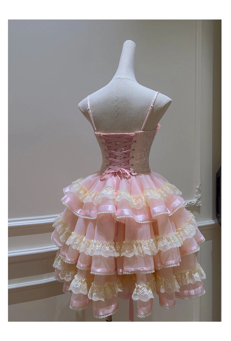 Aimishang Cute Spaghetti Straps A Line Sweetheart Neck Layered Short Homecoming Dresses Summer Birthday Party Dress No With Neck accessories