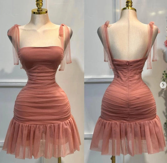 Aimishang Cute Strap Sleeveless Pleated Summer Short Homecoming Dress Classy Graduation Party Dress