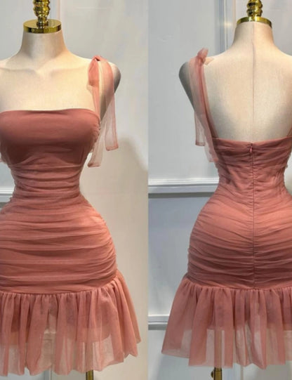 Aimishang Cute Strap Sleeveless Pleated Summer Short Homecoming Dress Classy Graduation Party Dress