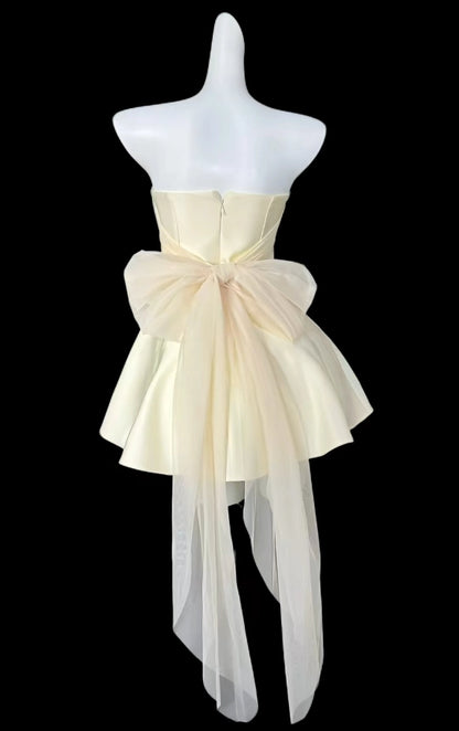 Aimishang Cute Strapless A Line Sleeveless Short Homecoming Dress Summer Graduation Party Dress With Bow