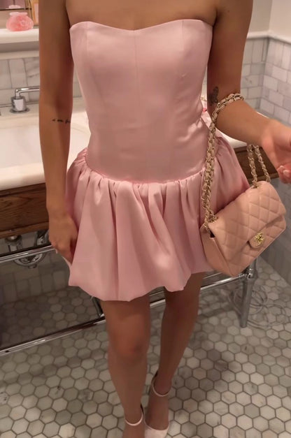 Aimishang Cute Strapless Sweetheart A line Sleeveless Short Homecoming Dress Lovely Mini Birthday Party Dress