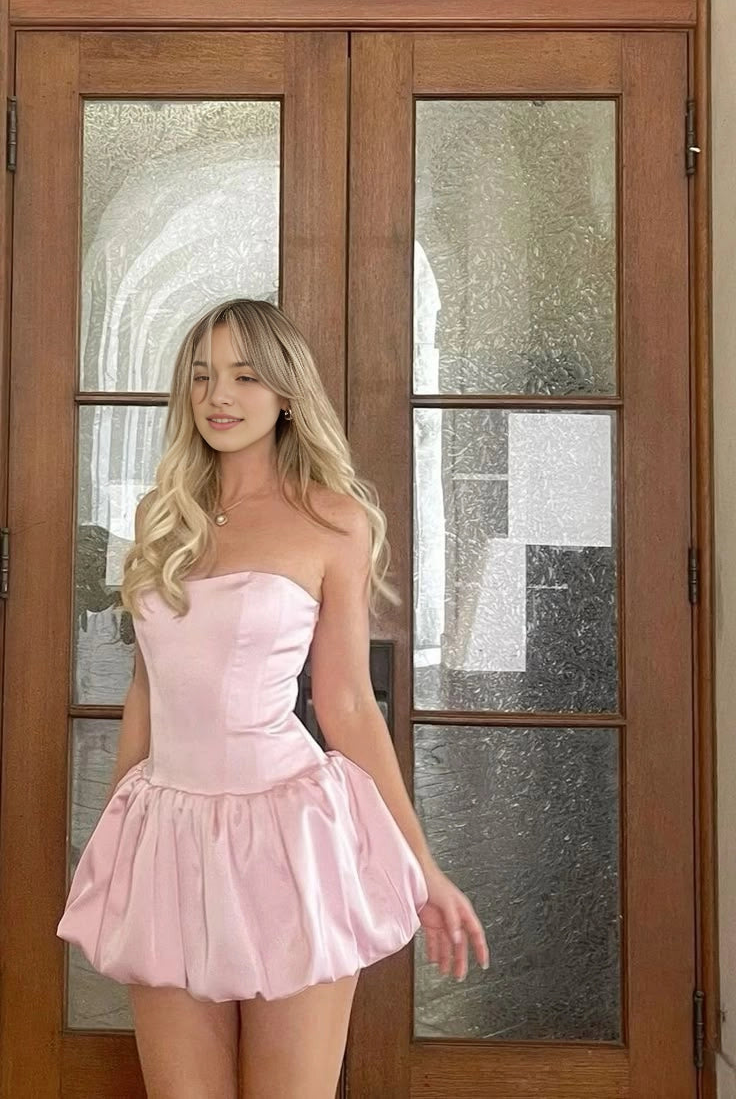 Aimishang Cute Strapless Sweetheart A line Sleeveless Short Homecoming Dress Lovely Mini Birthday Party Dress