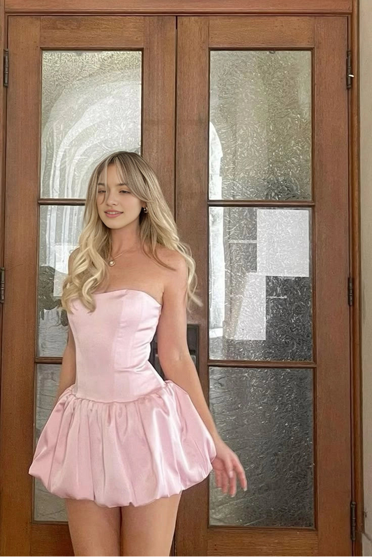 Aimishang Cute Strapless Sweetheart A line Sleeveless Short Homecoming Dress Lovely Mini Birthday Party Dress
