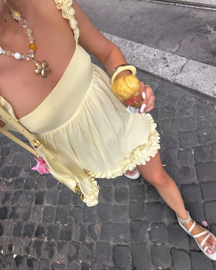 Aimishang Cute Yellow A Line Sleeveless Homecoming Dress Sweet Short Summer Party Dress