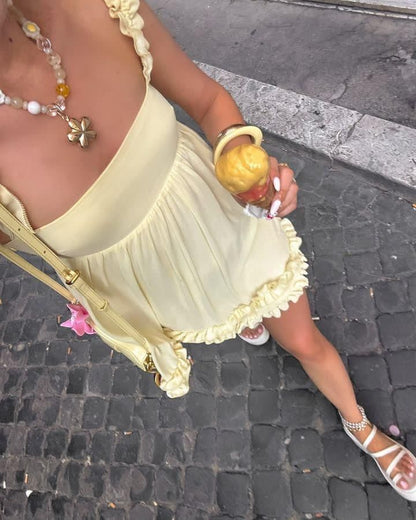 Aimishang Cute Yellow A Line Sleeveless Homecoming Dress Sweet Short Summer Party Dress
