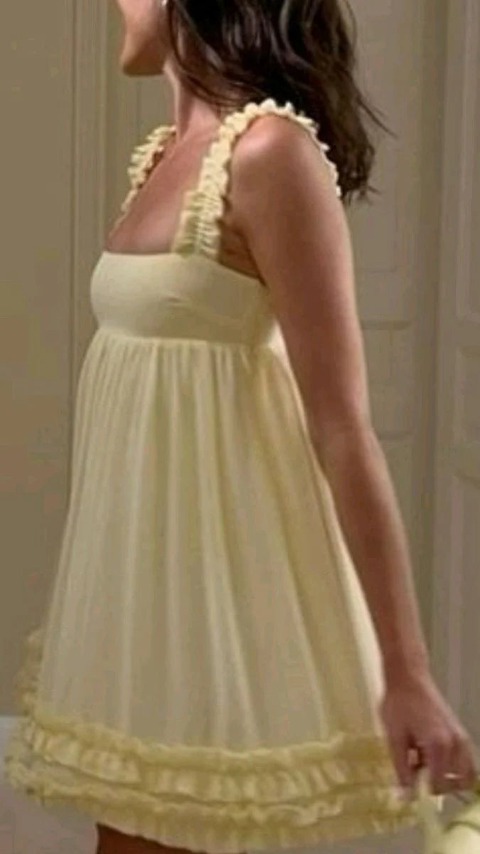 Aimishang Cute Yellow A Line Sleeveless Homecoming Dress Sweet Short Summer Party Dress