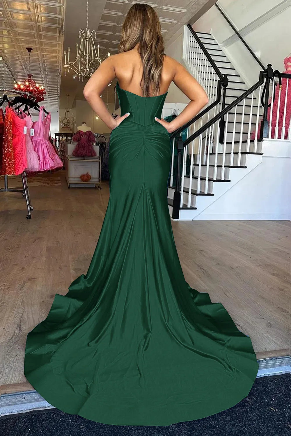 Wholesale Prom Dress Mermaid Sweetheart Zipper Back Satin With Slit