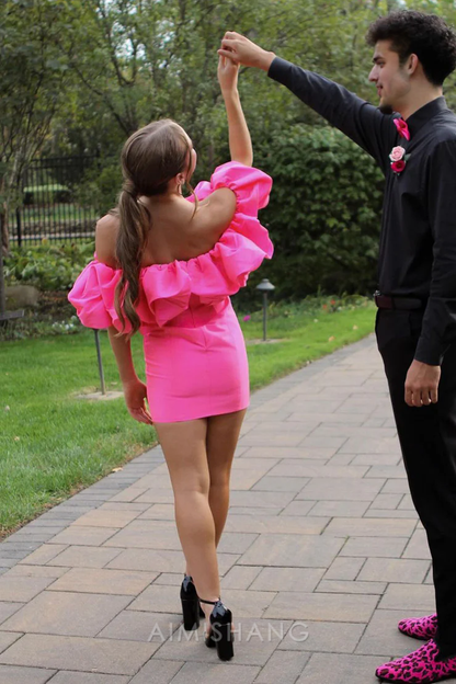 Aimishang Sweet Off the Shoulder Homecoming Dress Cute Party Dress Summer Graduation Dress Short Prom Dress