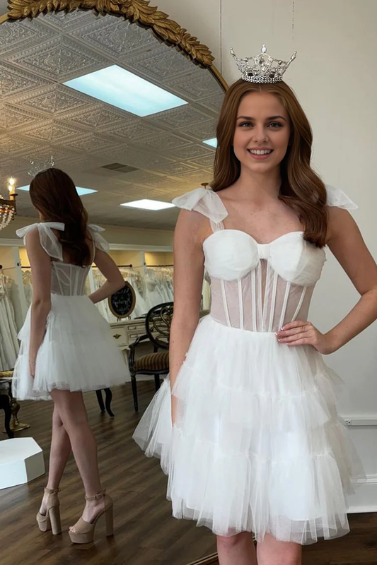 Aimishang A-Line Sweetheart Tulle Homecoming Dress Cute Party Dress Graduation Dress Short Prom Dress