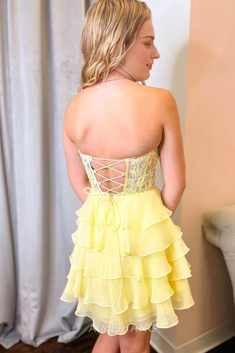 Aimishang Sweetheart A Line Ruffle Homecoming Dress Charming Party Dress Graduation Dress Short Prom Dress