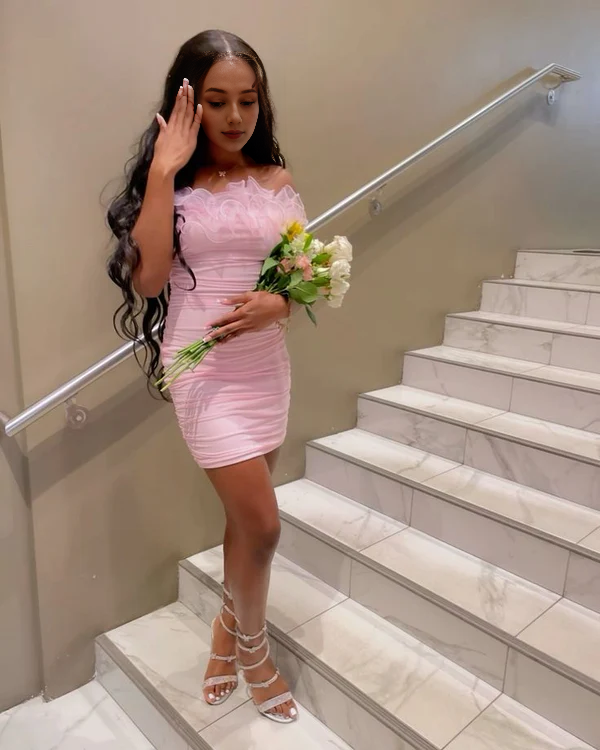 Aimishang Cute Ruffles Homecoming Dress Sweet Birthday Dress Party Dress Graduation Dress Short Prom Dress