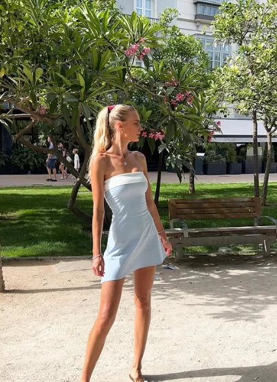 Aimishang Cute Strapless Homecoming Dress Charming Summer Mini Dress Party Dress Graduation Dress Short Prom Dress