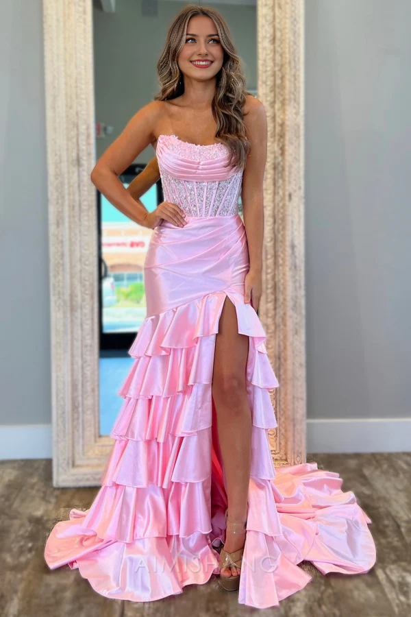 Aimishang Chic Sheath Strapless Sleeveless Long Prom Dress Evening Dress Charming Party Dress