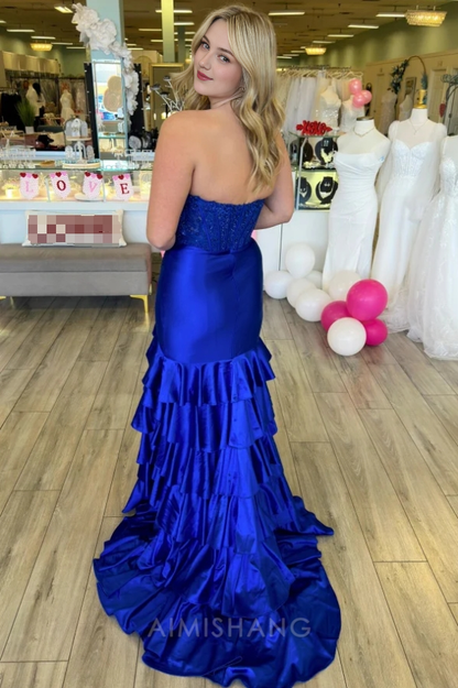 Aimishang Chic Sheath Strapless Sleeveless Long Prom Dress Evening Dress Charming Party Dress