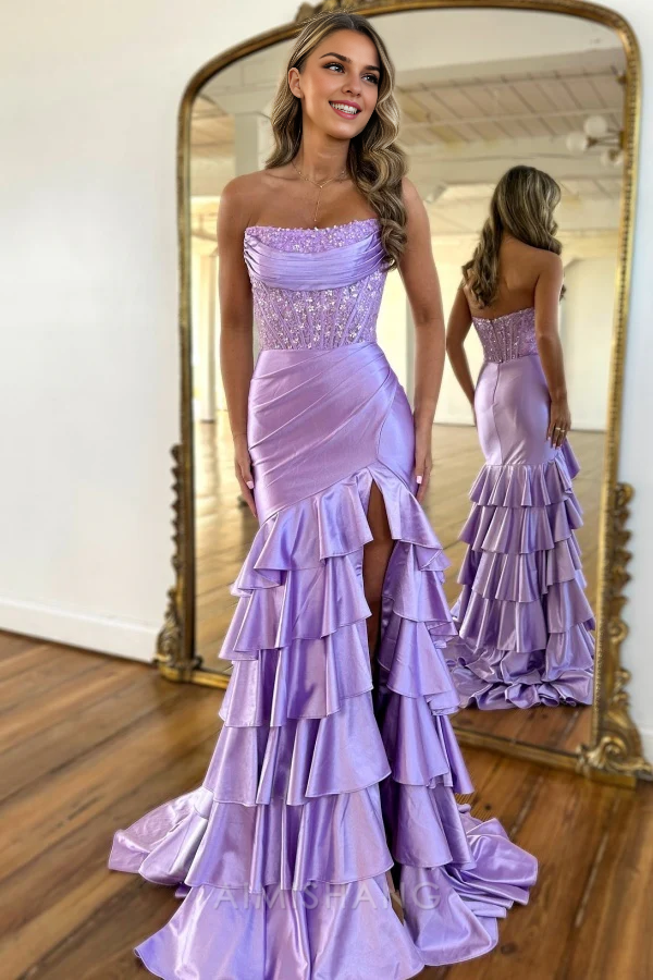 Aimishang Chic Sheath Strapless Sleeveless Long Prom Dress Evening Dress Charming Party Dress