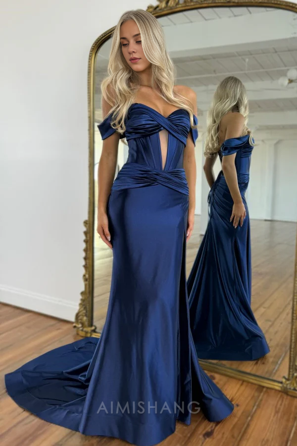 Aimishang Elegant Sheath Off Shoulder Long Prom Dress Evening Dress Charming Party Dress