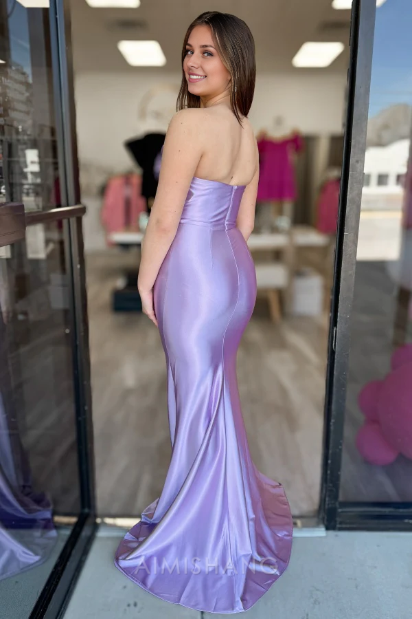 Aimishang Elegant Sheath Sleeveless Long Prom Dress Simple Evening Party Dress With Slit
