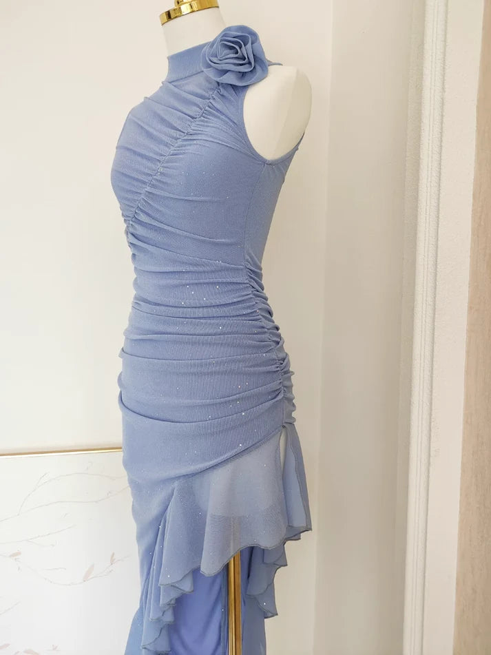 Aimishang Elegant Sheath High Neckline Ruffles Vacation Dresses Lovely Homecoming Dress Charming Graduation Dress Cute Birthday Party Dress