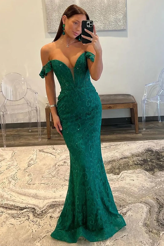 Wholesale Off The Shoulder Mermaid Long Lace Prom Dress