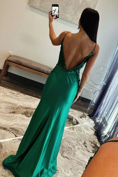 Wholesale Prom Dress Spaghetti Straps Mermaid Satin With Beading