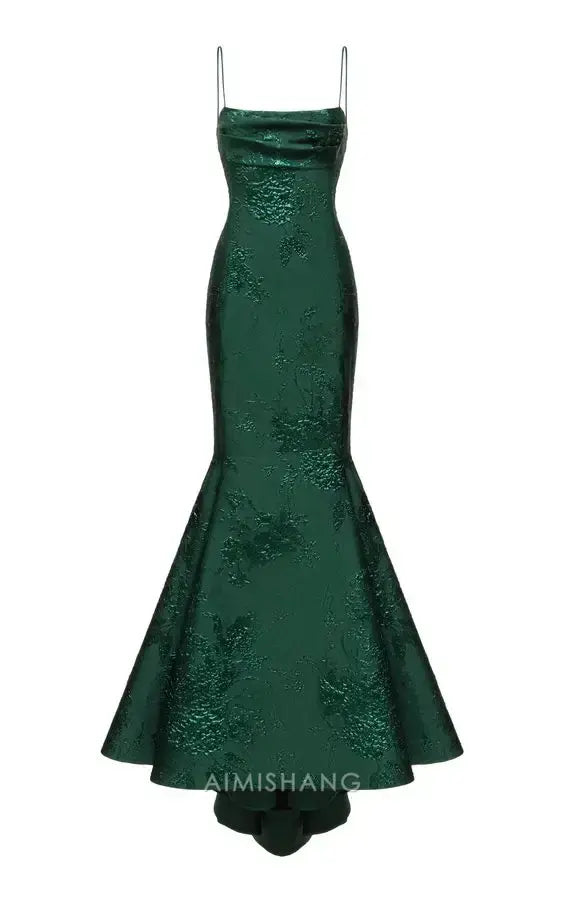 Aimishang Dark Green Mermaid Spaghetti Straps Sleeveless Long Formal Prom Dress Elegant Black Evening Party Dress Classy Wedding Guest Dress