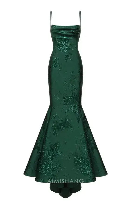 Aimishang Dark Green Mermaid Spaghetti Straps Sleeveless Long Formal Prom Dress Elegant Black Evening Party Dress Classy Wedding Guest Dress