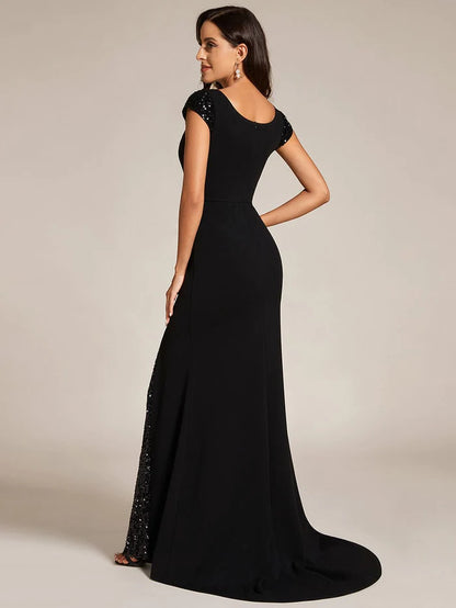 Wholesa Custom Size Deep V Sequin Fashion Long Evening Dress