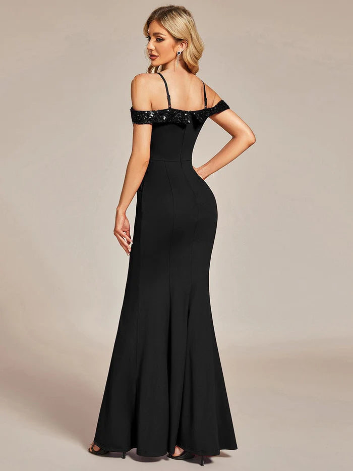 Wholesa Elegant Fishtail Bodycon Evening Dress with Spaghetti Straps