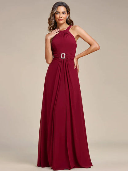 Wholesa Sweetheart Neckline One Shoulder with Floral Tulle High Slit Bridesmaid Dress