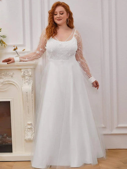 Wholesa Romantic A-Line Tulle Wedding Dress with Lace Decoration