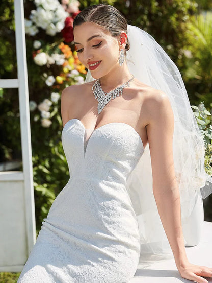 Wholesa Sleeveless Lace Sweetheart Mermaid Wedding Dress