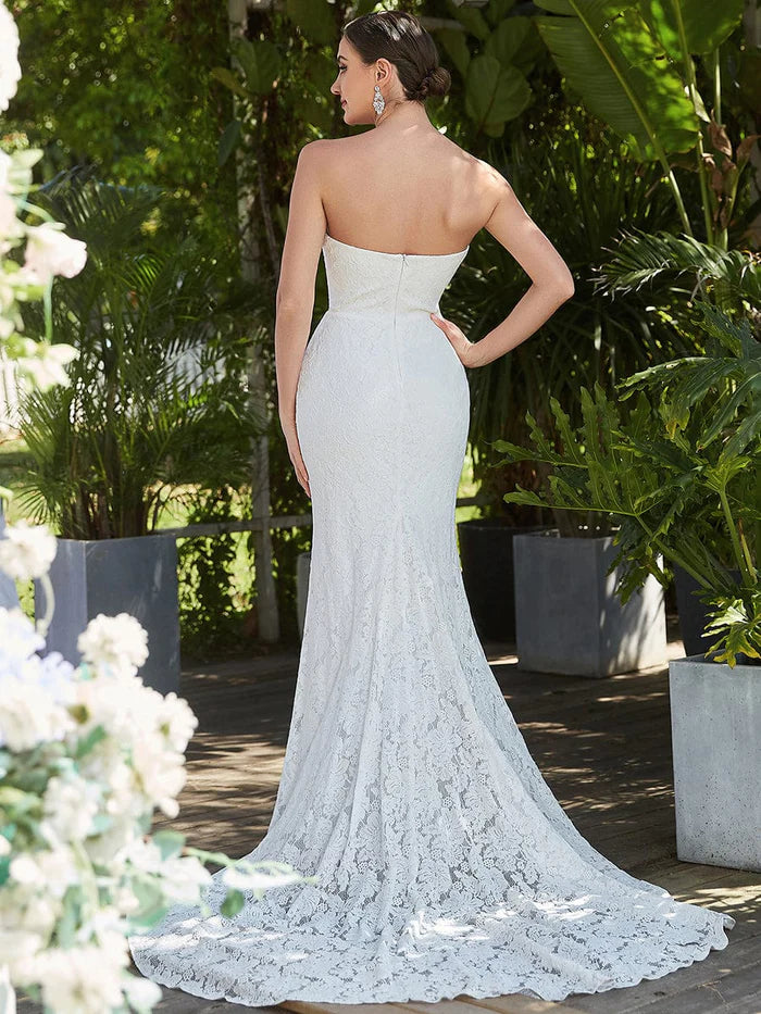 Wholesa Sleeveless Lace Sweetheart Mermaid Wedding Dress