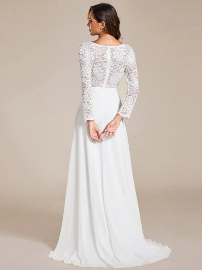 Wholesa Koutun Elegant Lace Chiffon Long Sleeves A-Line Wedding Dress