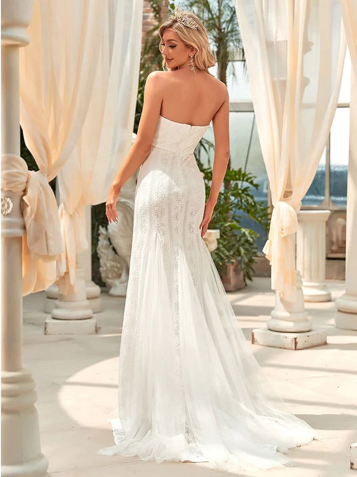 Wholesa Bandeau Sweetheart Floor Length Wedding Dress