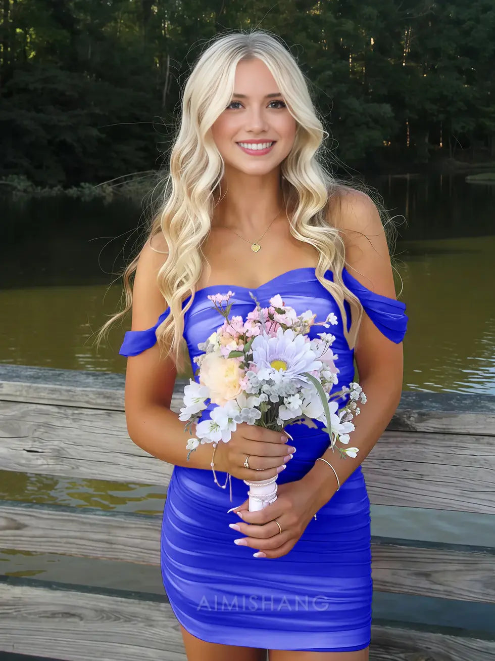 Aimishang Lovely Bodycon Off The Shoulder Homecoming Dress Sweet Birthday Party Dress Summer Holiday Mini Dress