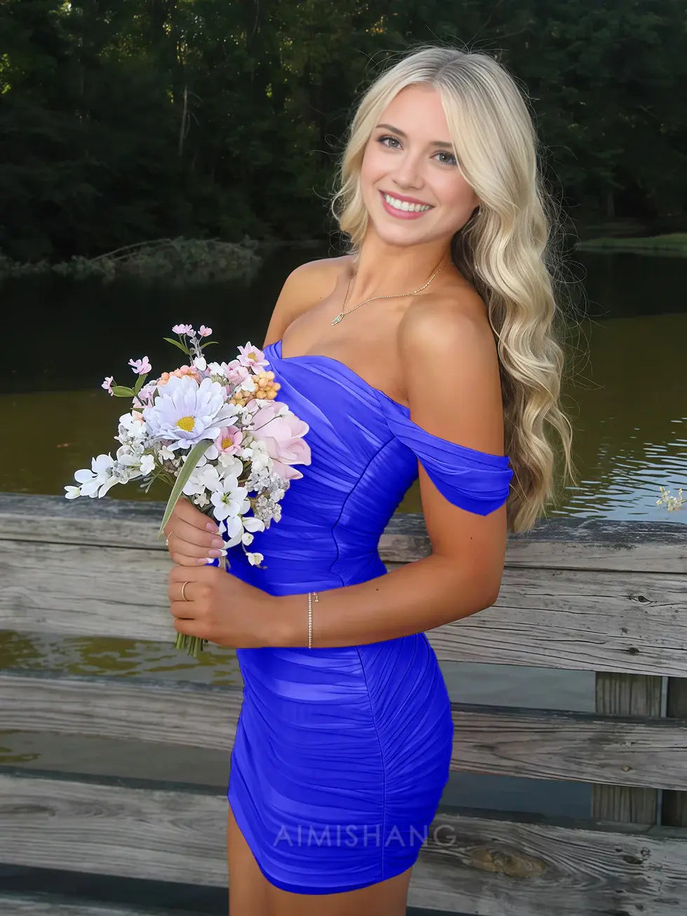 Aimishang Lovely Bodycon Off The Shoulder Homecoming Dress Sweet Birthday Party Dress Summer Holiday Mini Dress