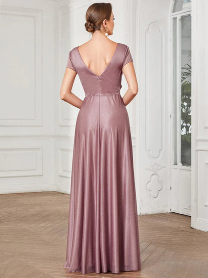 Wholesa Glitzy Pleated Sweetheart A-Line Long Mother of the Bride Dress