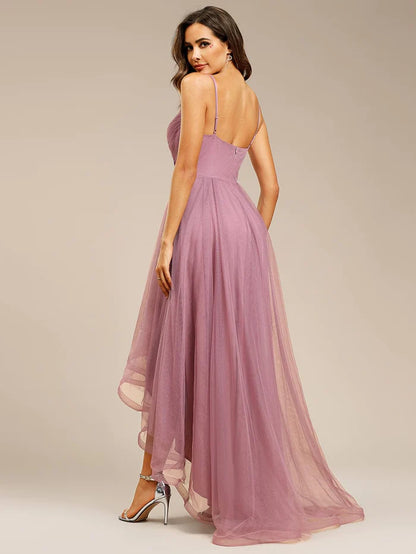 Wholesa Chic and Stylish Sleeveless Prom Dress with High-Low Hemline