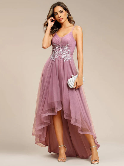 Wholesa Chic and Stylish Sleeveless Prom Dress with High-Low Hemline