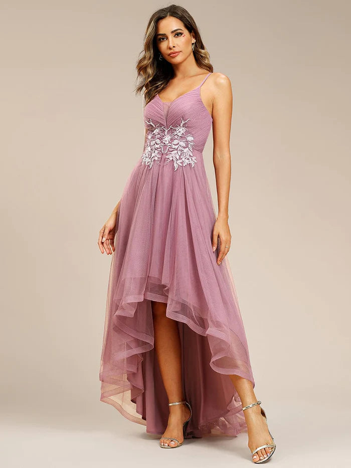 Wholesa Chic and Stylish Sleeveless Prom Dress with High-Low Hemline