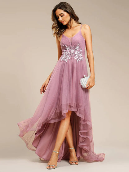 Wholesa Chic and Stylish Sleeveless Prom Dress with High-Low Hemline