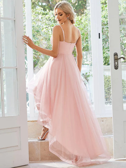 Wholesa Chic and Stylish Sleeveless Prom Dress with High-Low Hemline