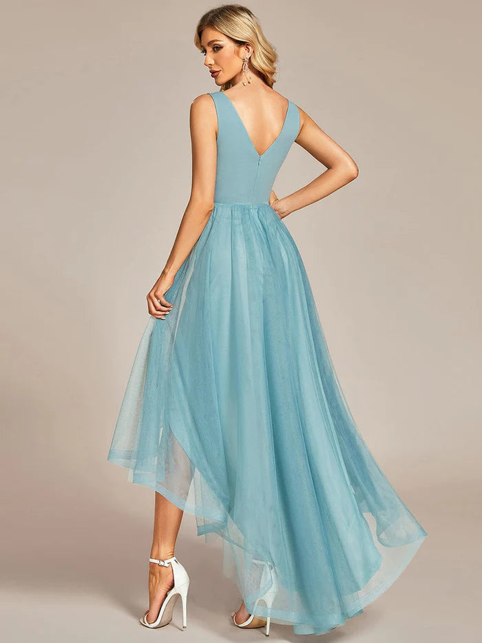 Wholesa Sleeveless Tulle High Low Prom Dress