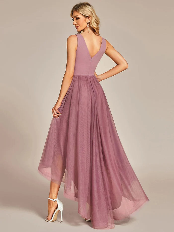 Wholesa Sleeveless Tulle High Low Prom Dress