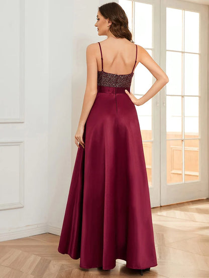 Wholesa Sexy Backless Sparkly Prom Dresses for Women with Irregular Hem